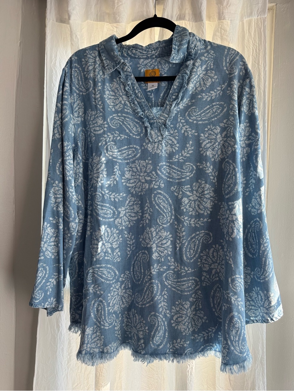 Ruby Rd. Light Blue Paisley V-Neck Tunic